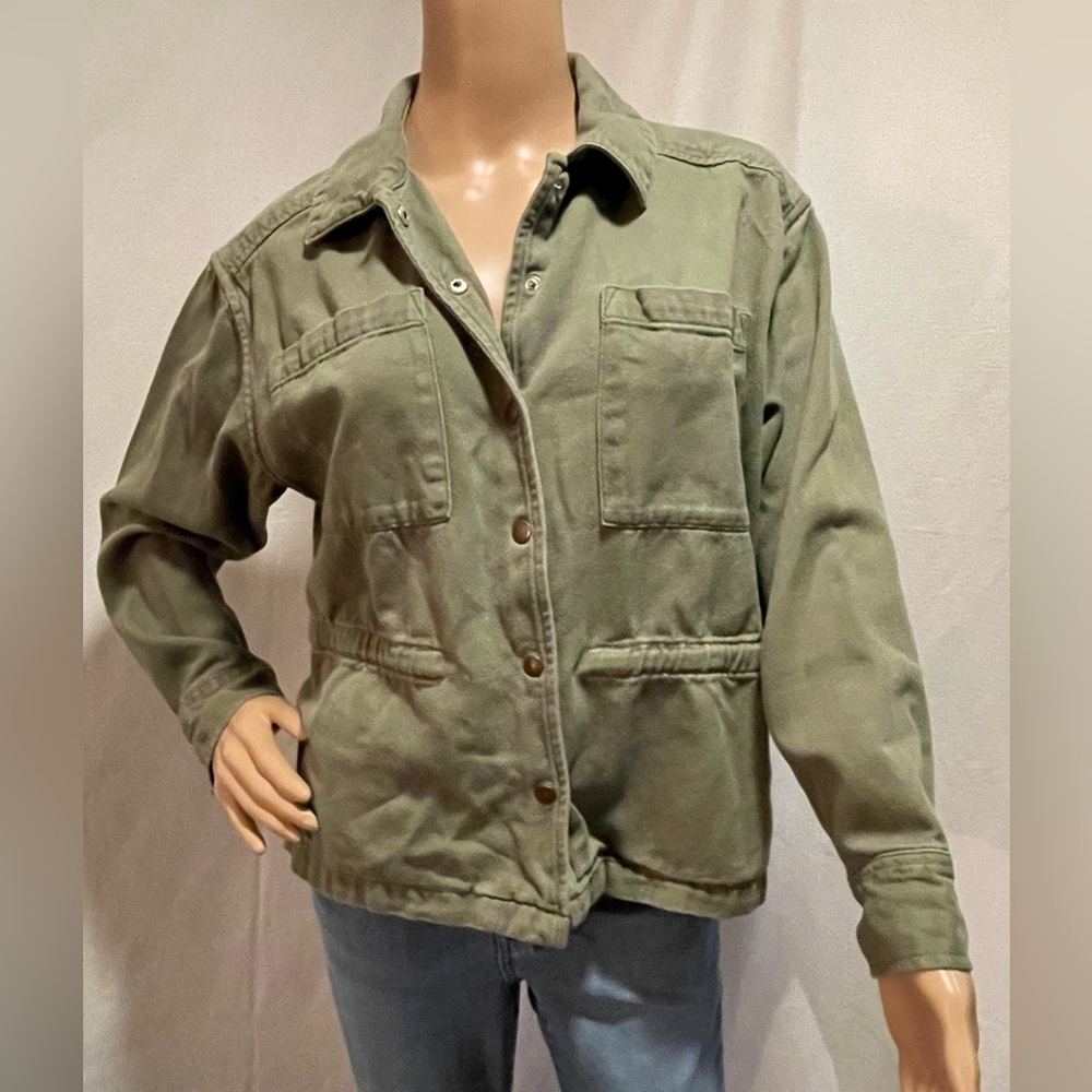 Lucky Brand Olive Utility Jacket with Front Pockets